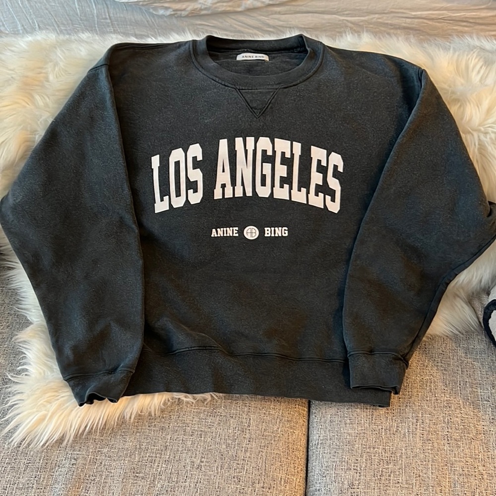 Anine Bing Ramona University Sweatshirt in Washed Black